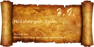 Holzberger Iván névjegykártya